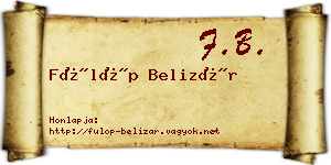 Fülöp Belizár névjegykártya